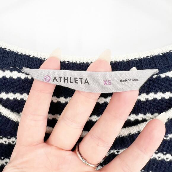 Athleta Kennewick Striped Merino Wool Blend Sweater XS Blue - Picture 7 of 8